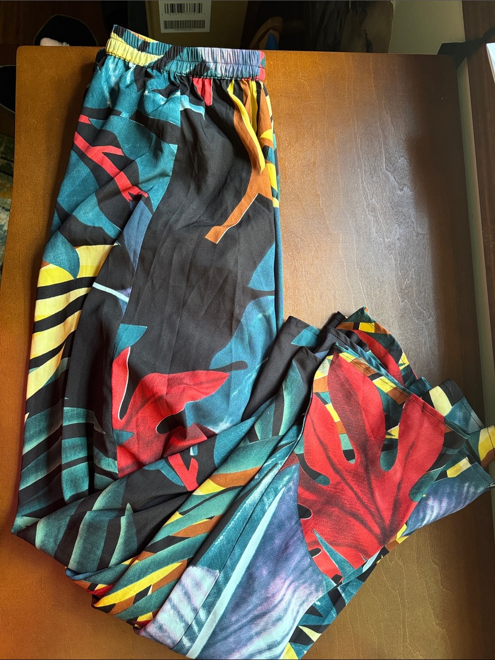 Rachel Multicolor Tropical Print Maxi Skirt - Black Base with Red & Teal Accents